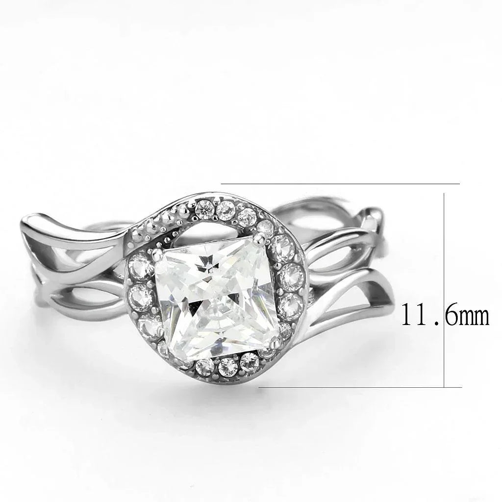 Silver Rings for Women 316L Stainless Steel DA357 - AAA Grade Cubic Zirconia in Clear - Jewelry Store by Erik Rayo