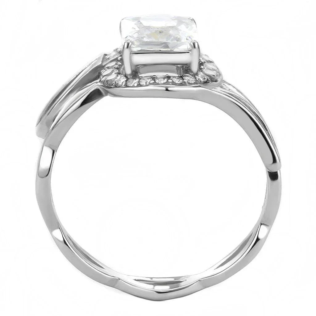 Silver Rings for Women 316L Stainless Steel DA357 - AAA Grade Cubic Zirconia in Clear - Jewelry Store by Erik Rayo