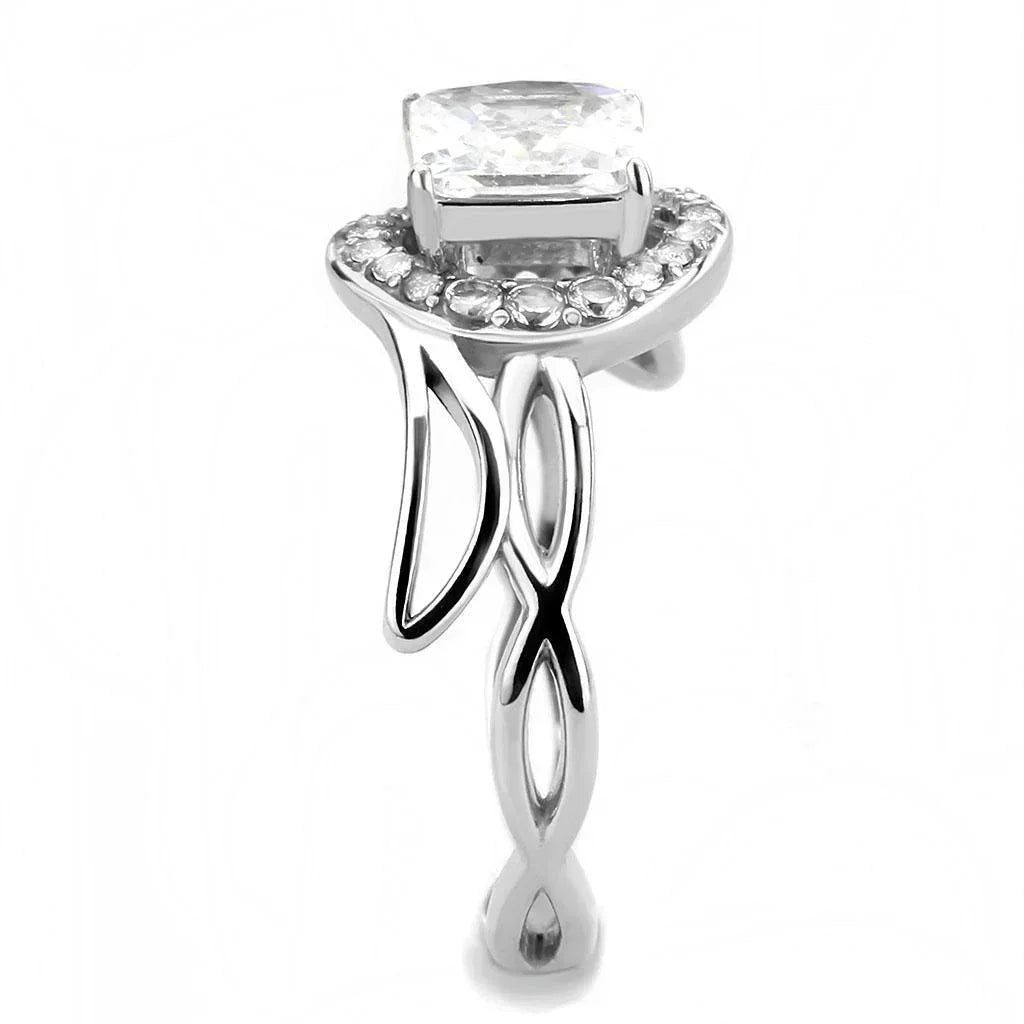 Silver Rings for Women 316L Stainless Steel DA357 - AAA Grade Cubic Zirconia in Clear - Jewelry Store by Erik Rayo