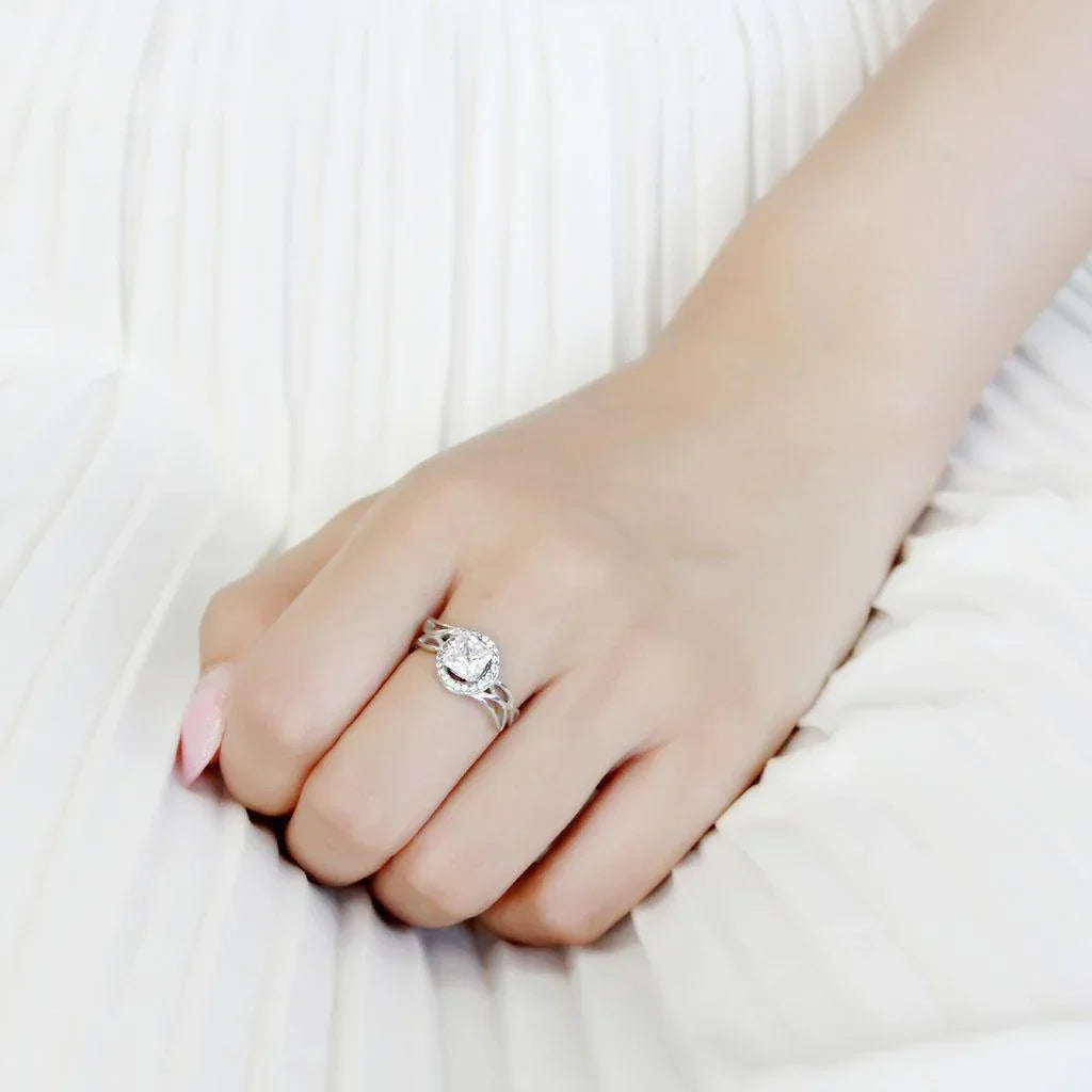 Silver Rings for Women 316L Stainless Steel DA357 - AAA Grade Cubic Zirconia in Clear - Jewelry Store by Erik Rayo