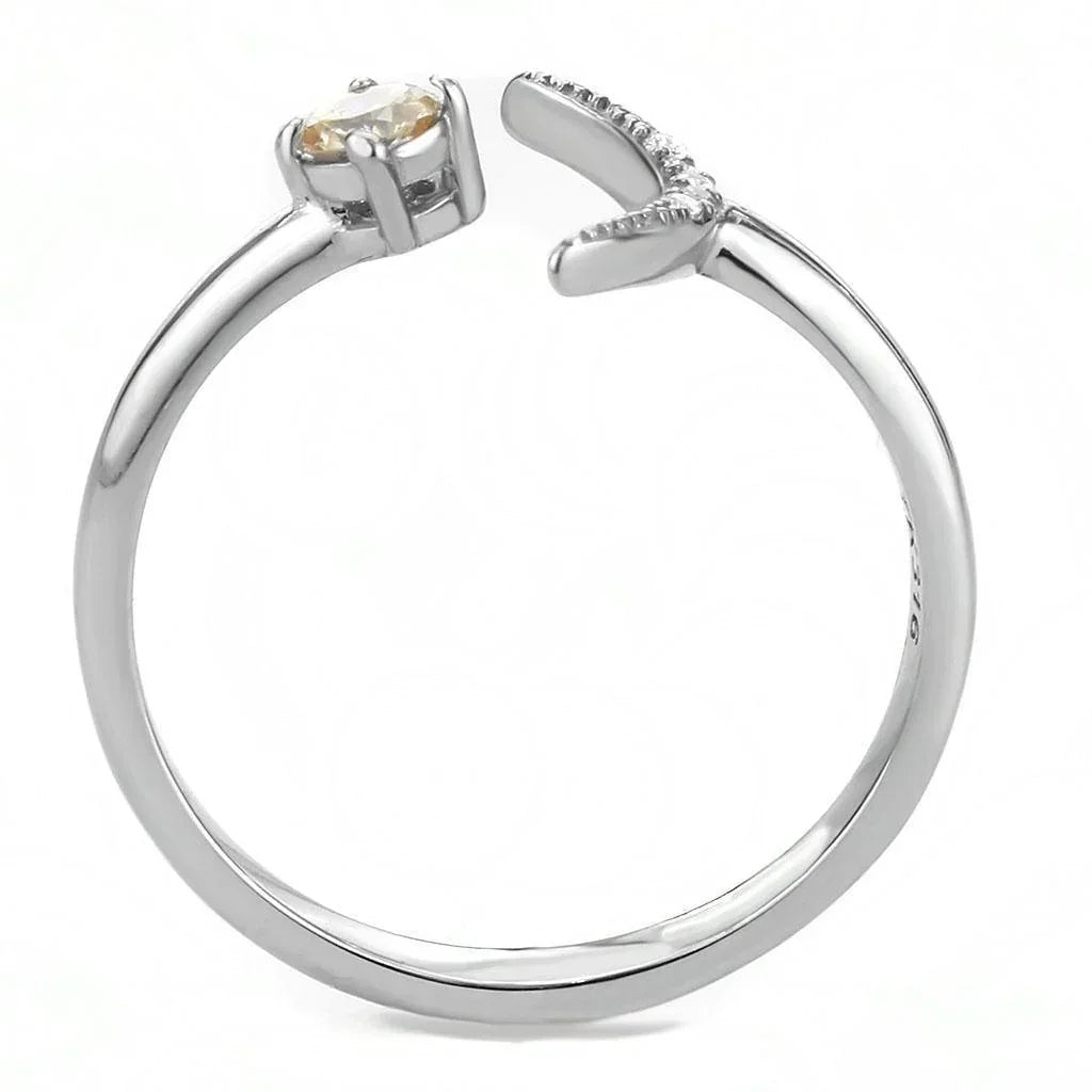 Silver Rings for Women 316L Stainless Steel DA358 - AAA Grade Cubic Zirconia in Champagne - Jewelry Store by Erik Rayo