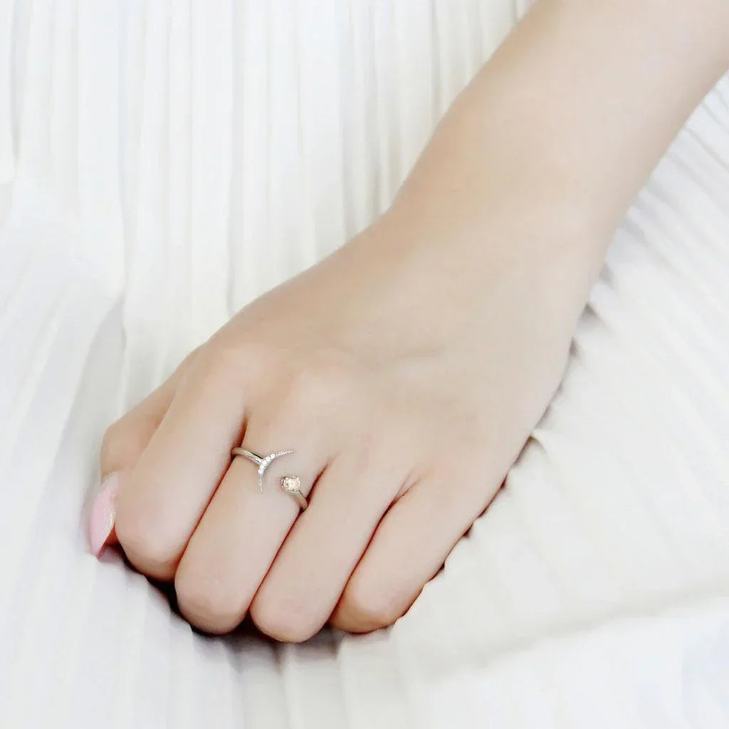 Silver Rings for Women 316L Stainless Steel DA358 - AAA Grade Cubic Zirconia in Champagne - Jewelry Store by Erik Rayo