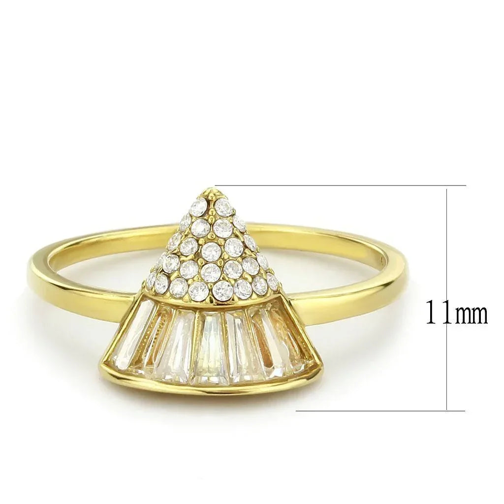 Gold Rings for Women 316L Stainless Steel DA359 - AAA Grade Cubic Zirconia in Clear - Jewelry Store by Erik Rayo