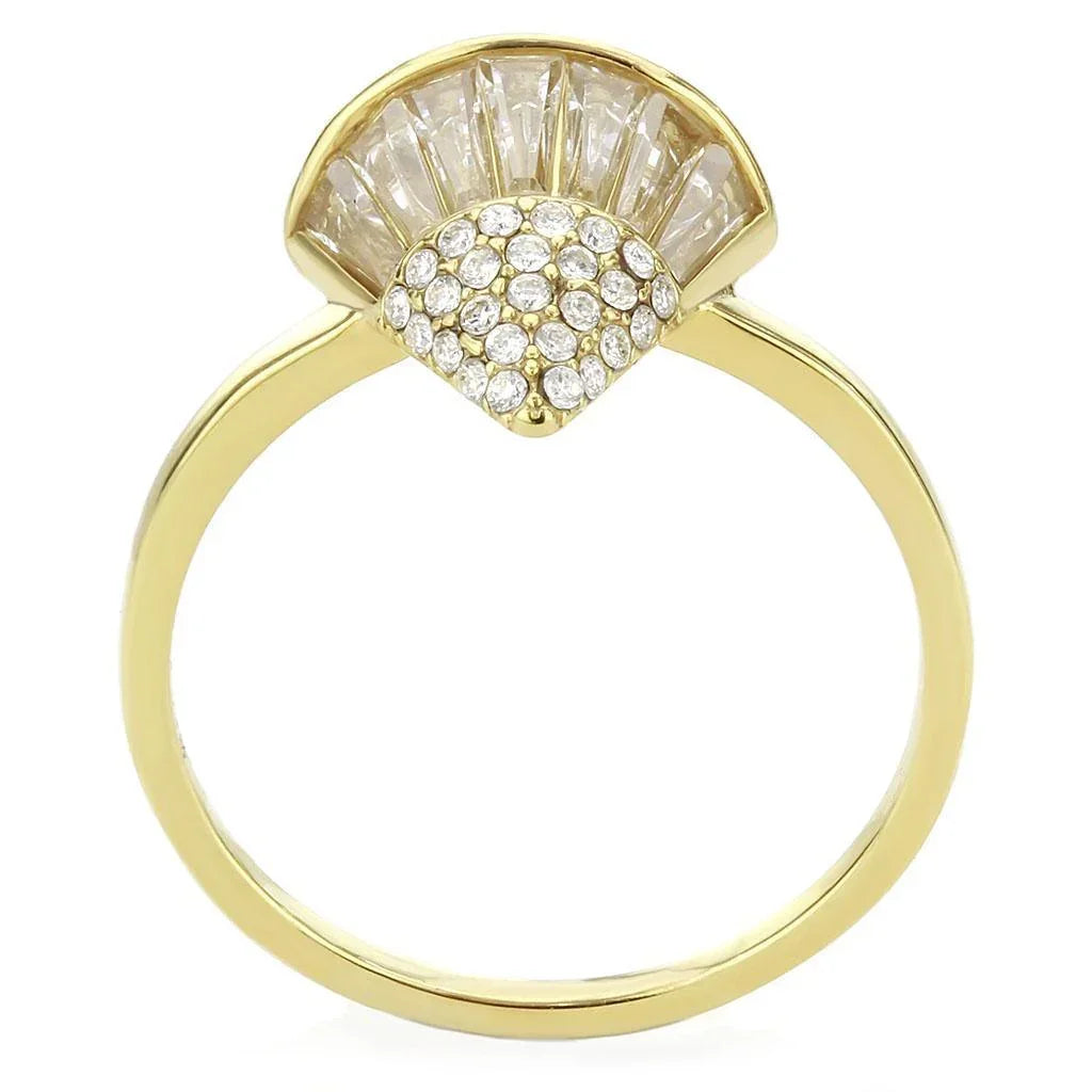 Gold Rings for Women 316L Stainless Steel DA359 - AAA Grade Cubic Zirconia in Clear - Jewelry Store by Erik Rayo