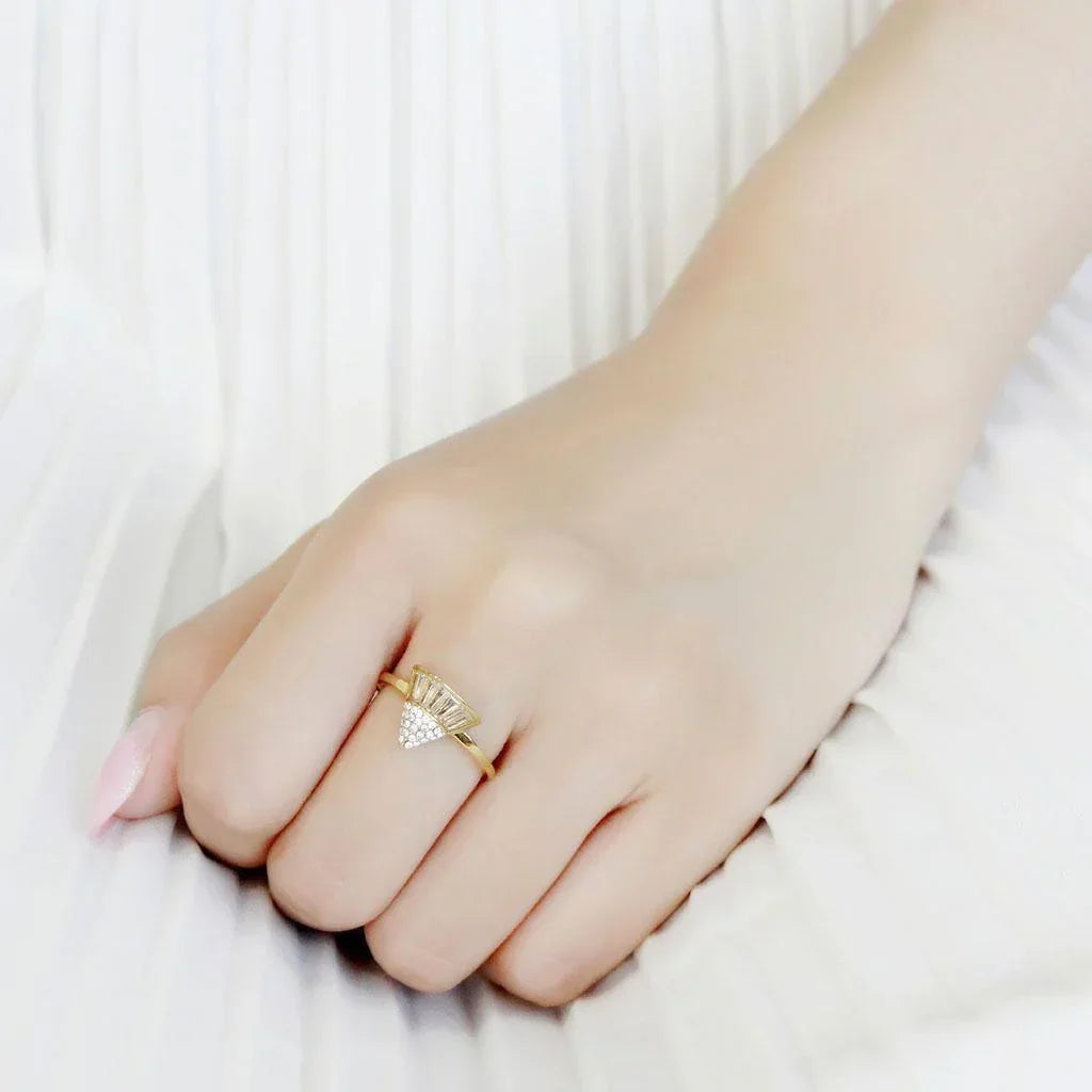 Gold Rings for Women 316L Stainless Steel DA359 - AAA Grade Cubic Zirconia in Clear - Jewelry Store by Erik Rayo