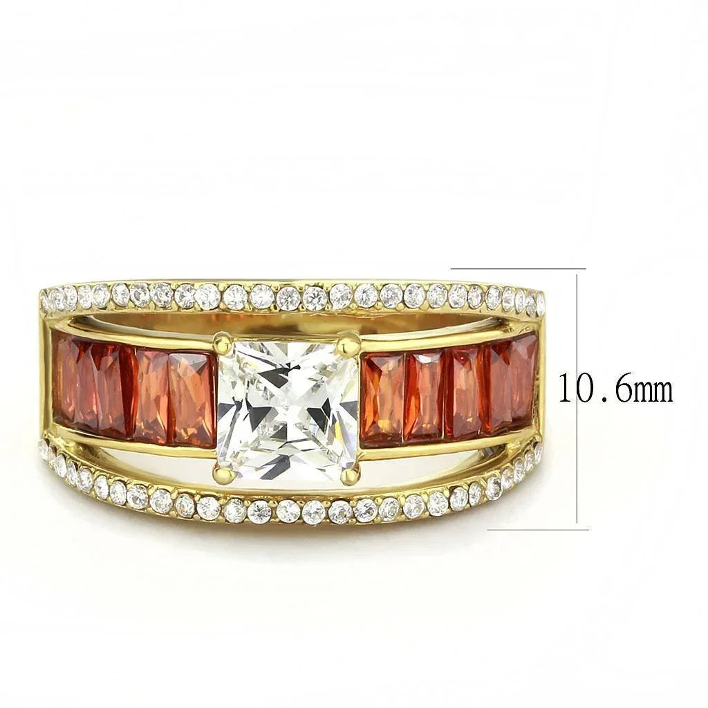 Gold Rings for Women 316L Stainless Steel DA360 - AAA Grade Cubic Zirconia in Garnet - Jewelry Store by Erik Rayo