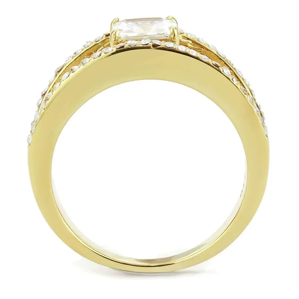 Gold Rings for Women 316L Stainless Steel DA360 - AAA Grade Cubic Zirconia in Garnet - Jewelry Store by Erik Rayo