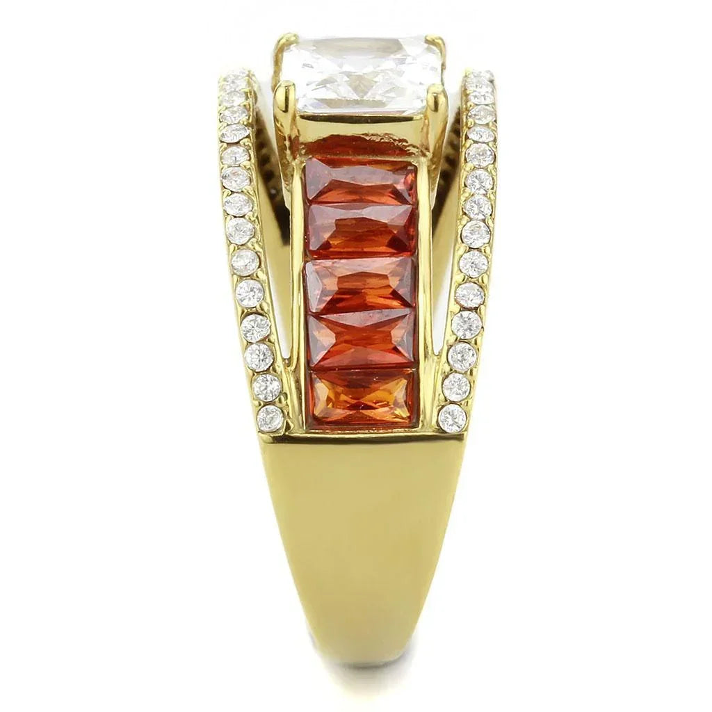 Gold Rings for Women 316L Stainless Steel DA360 - AAA Grade Cubic Zirconia in Garnet - Jewelry Store by Erik Rayo