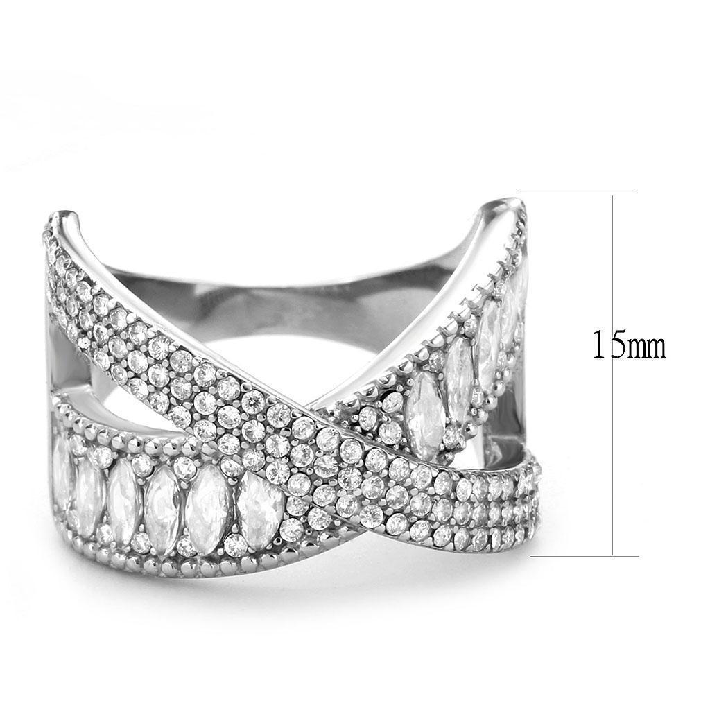 Silver Rings for Women 316L Stainless Steel DA361 - AAA Grade Cubic Zirconia in Clear - Jewelry Store by Erik Rayo