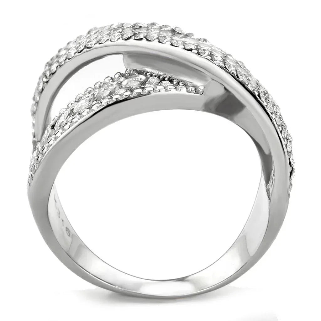Silver Rings for Women 316L Stainless Steel DA361 - AAA Grade Cubic Zirconia in Clear - Jewelry Store by Erik Rayo