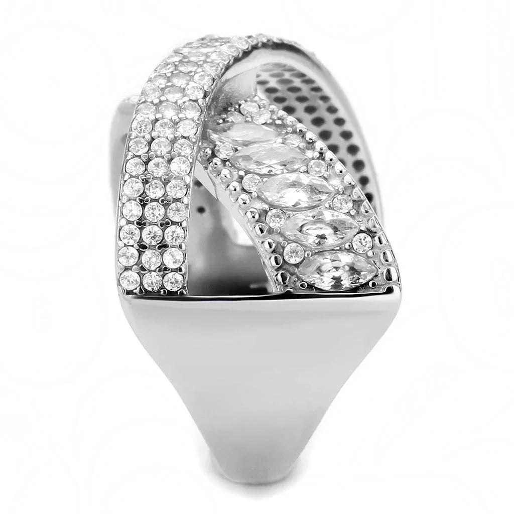 Silver Rings for Women 316L Stainless Steel DA361 - AAA Grade Cubic Zirconia in Clear - Jewelry Store by Erik Rayo