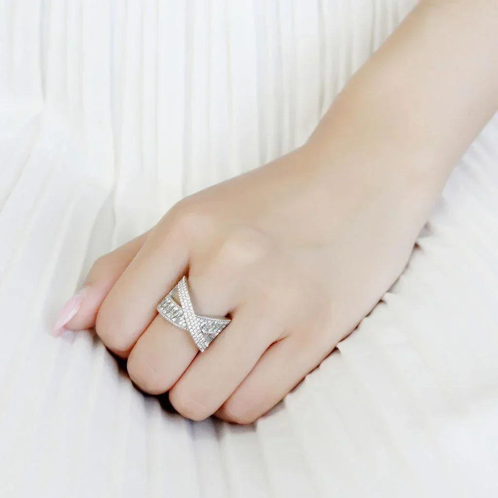 Silver Rings for Women 316L Stainless Steel DA361 - AAA Grade Cubic Zirconia in Clear - Jewelry Store by Erik Rayo