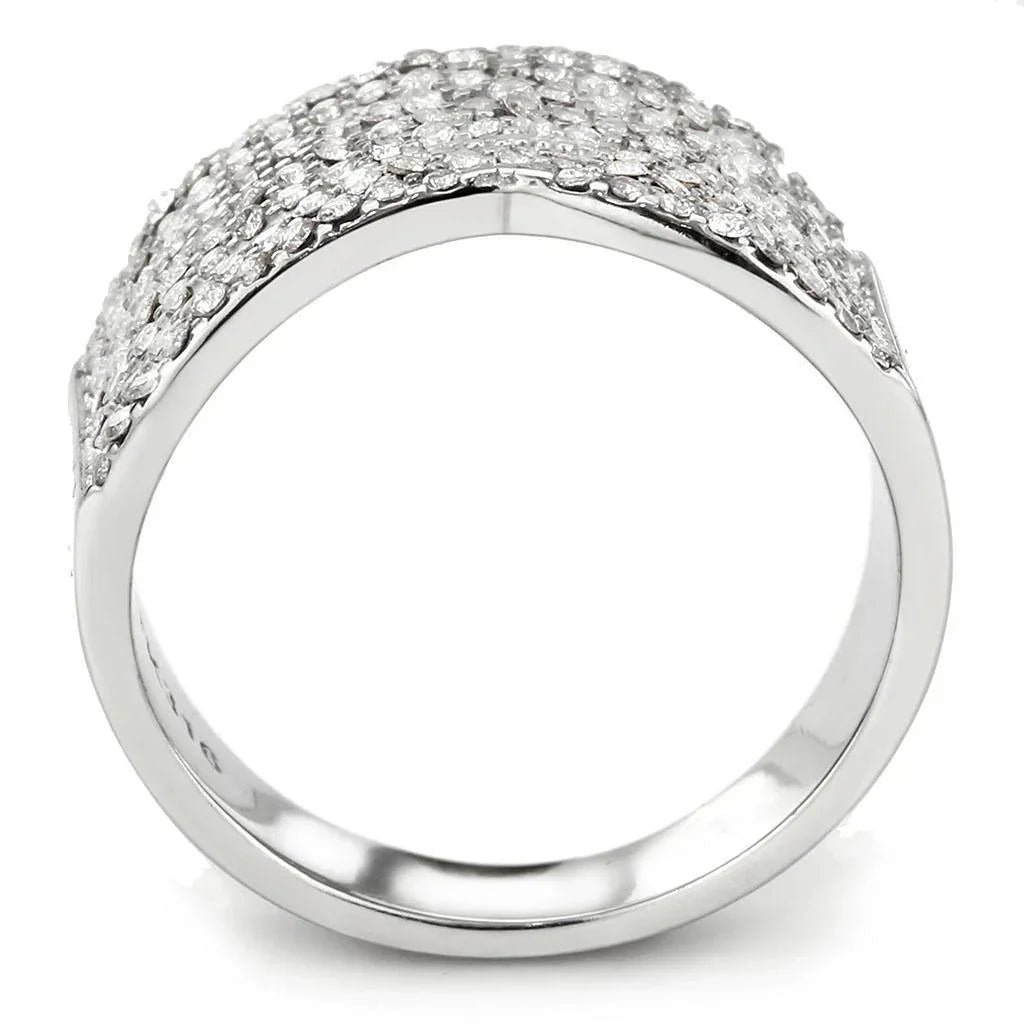 Silver Rings for Women 316L Stainless Steel DA362 - AAA Grade Cubic Zirconia in Clear - Jewelry Store by Erik Rayo