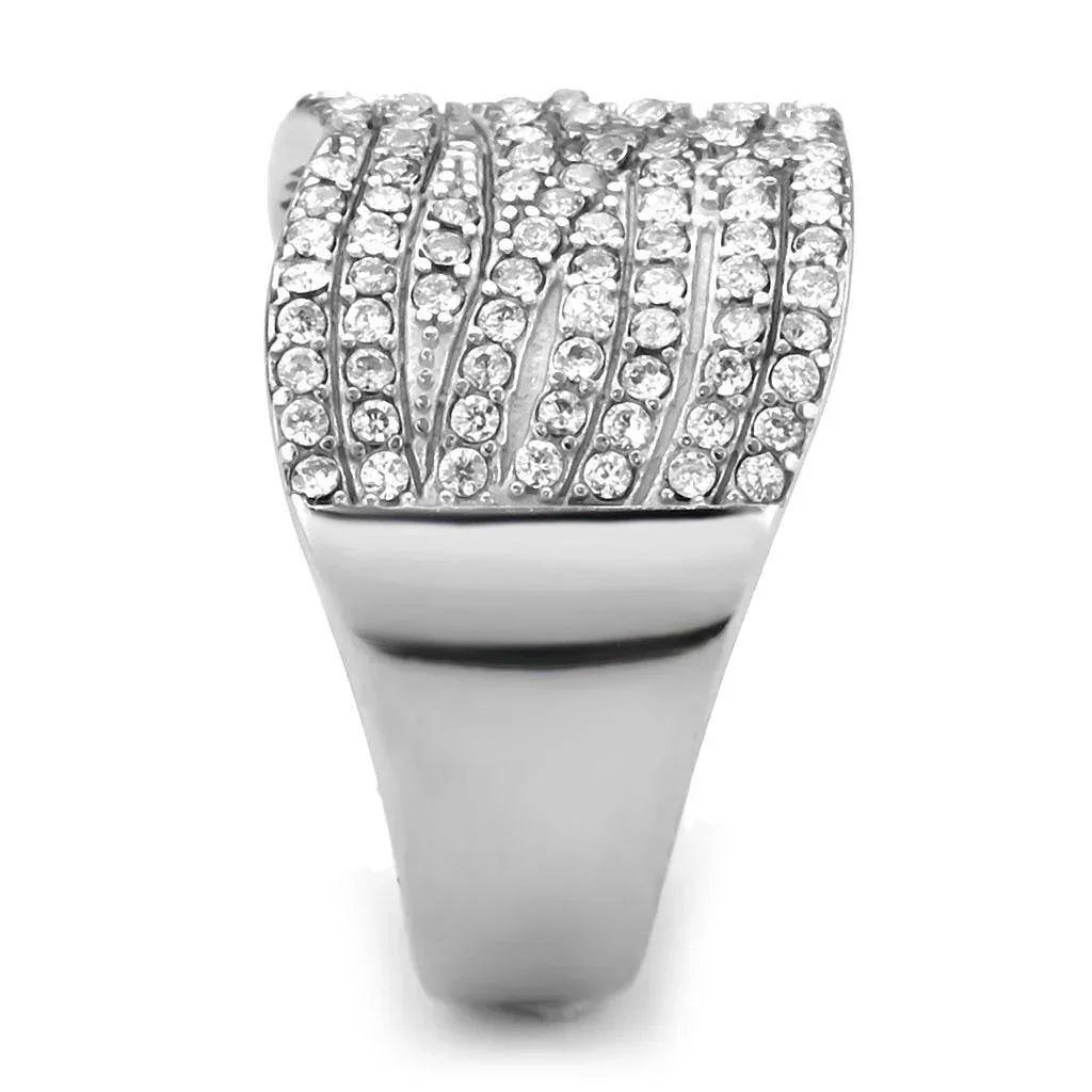 Silver Rings for Women 316L Stainless Steel DA362 - AAA Grade Cubic Zirconia in Clear - Jewelry Store by Erik Rayo