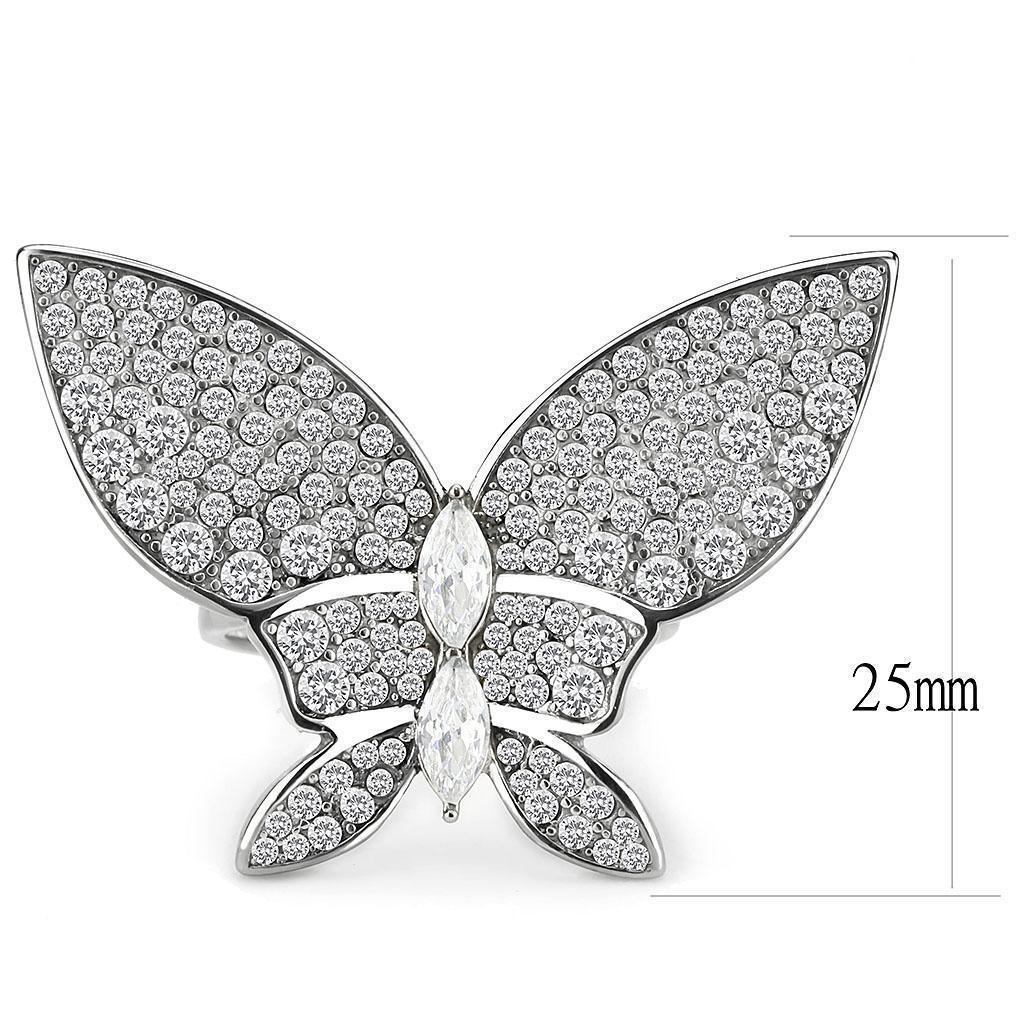 Silver Rings for Women 316L Stainless Steel DA365 - AAA Grade Cubic Zirconia in Clear - Jewelry Store by Erik Rayo