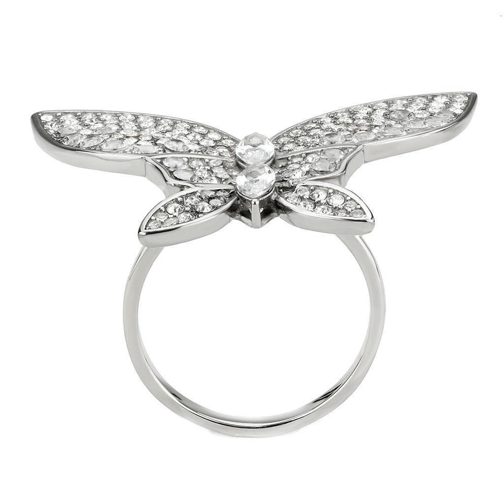 Silver Rings for Women 316L Stainless Steel DA365 - AAA Grade Cubic Zirconia in Clear - Jewelry Store by Erik Rayo