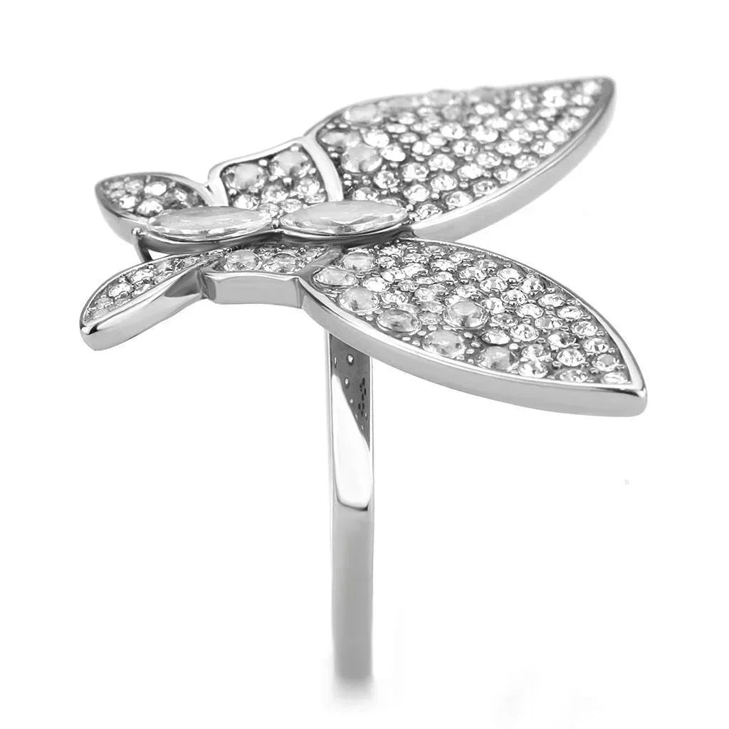 Silver Rings for Women 316L Stainless Steel DA365 - AAA Grade Cubic Zirconia in Clear - Jewelry Store by Erik Rayo