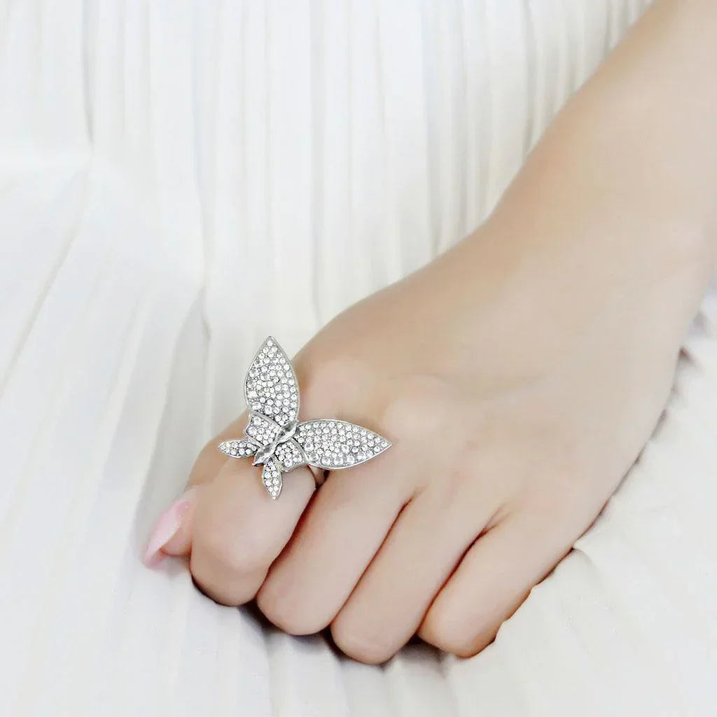 Silver Rings for Women 316L Stainless Steel DA365 - AAA Grade Cubic Zirconia in Clear - Jewelry Store by Erik Rayo