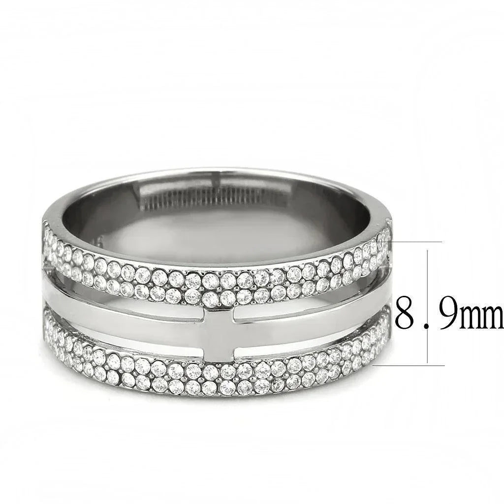 Silver Rings for Women 316L Stainless Steel DA366 - AAA Grade Cubic Zirconia in Clear - Jewelry Store by Erik Rayo