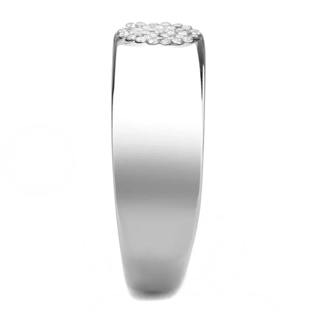 Silver Rings for Women 316L Stainless Steel DA367 - AAA Grade Cubic Zirconia in Clear - Jewelry Store by Erik Rayo