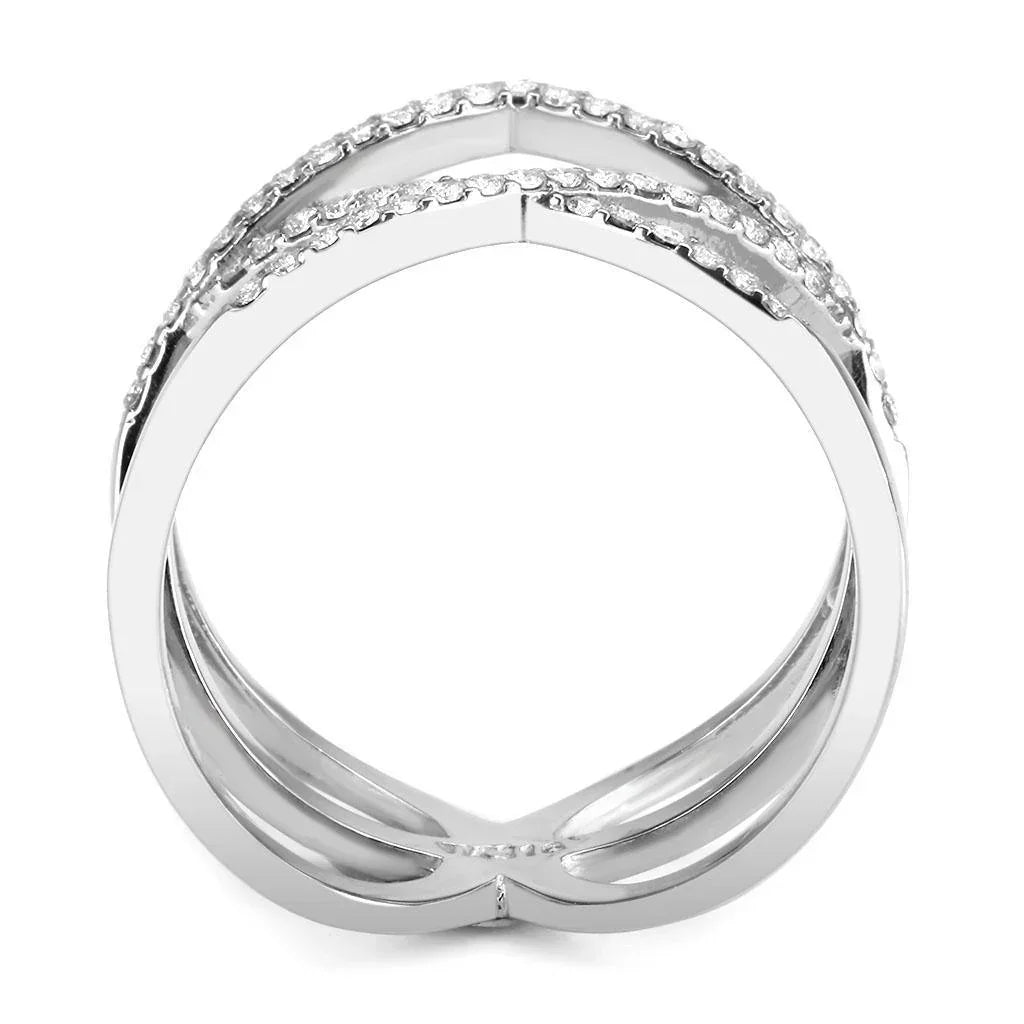 Silver Rings for Women 316L Stainless Steel DA381 - AAA Grade Cubic Zirconia in Clear - Jewelry Store by Erik Rayo