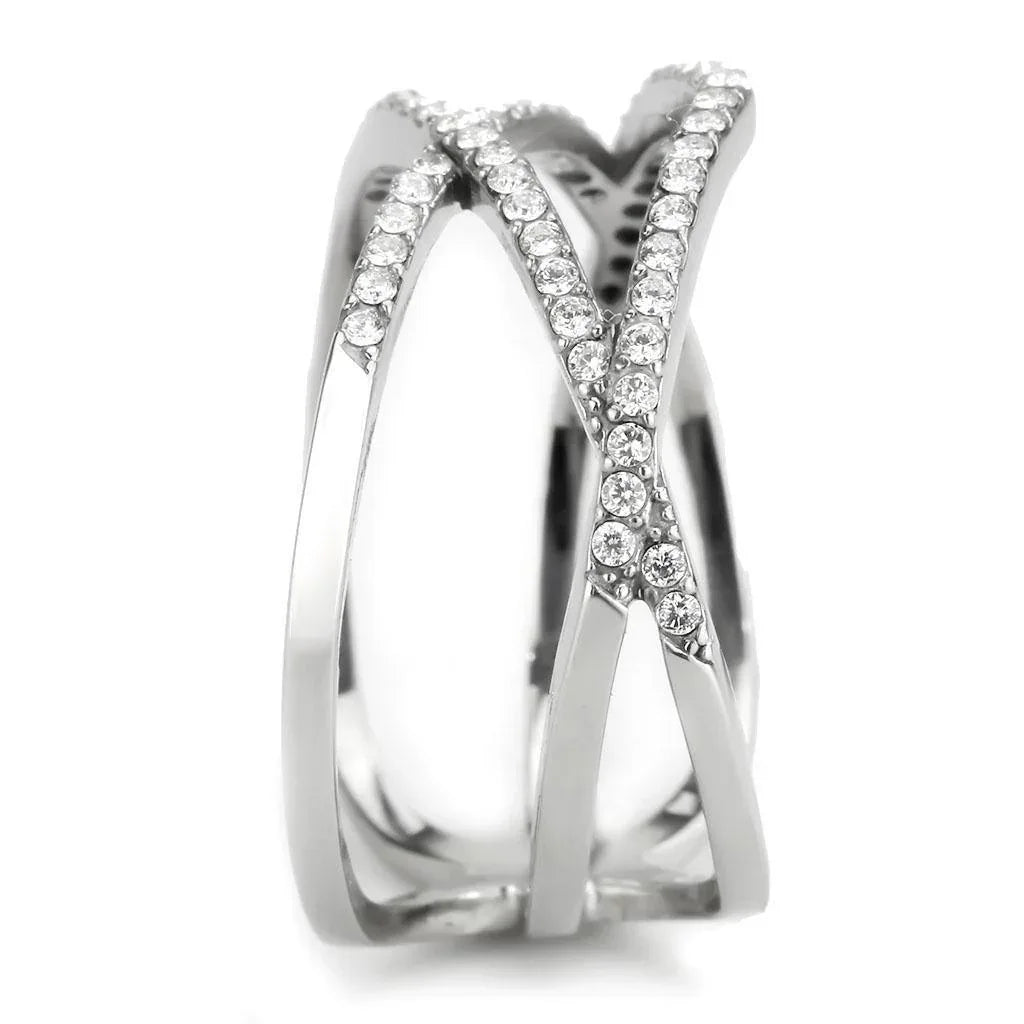 Silver Rings for Women 316L Stainless Steel DA381 - AAA Grade Cubic Zirconia in Clear - Jewelry Store by Erik Rayo