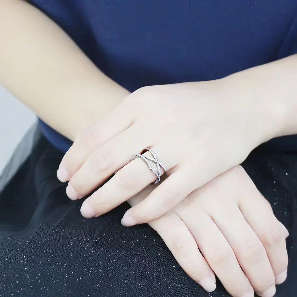 Silver Rings for Women 316L Stainless Steel DA381 - AAA Grade Cubic Zirconia in Clear - Jewelry Store by Erik Rayo