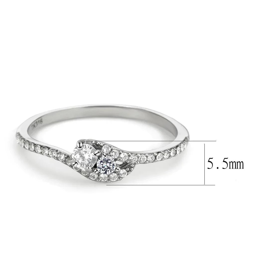 Silver Rings for Women 316L Stainless Steel DA382 - AAA Grade Cubic Zirconia in Clear - Jewelry Store by Erik Rayo