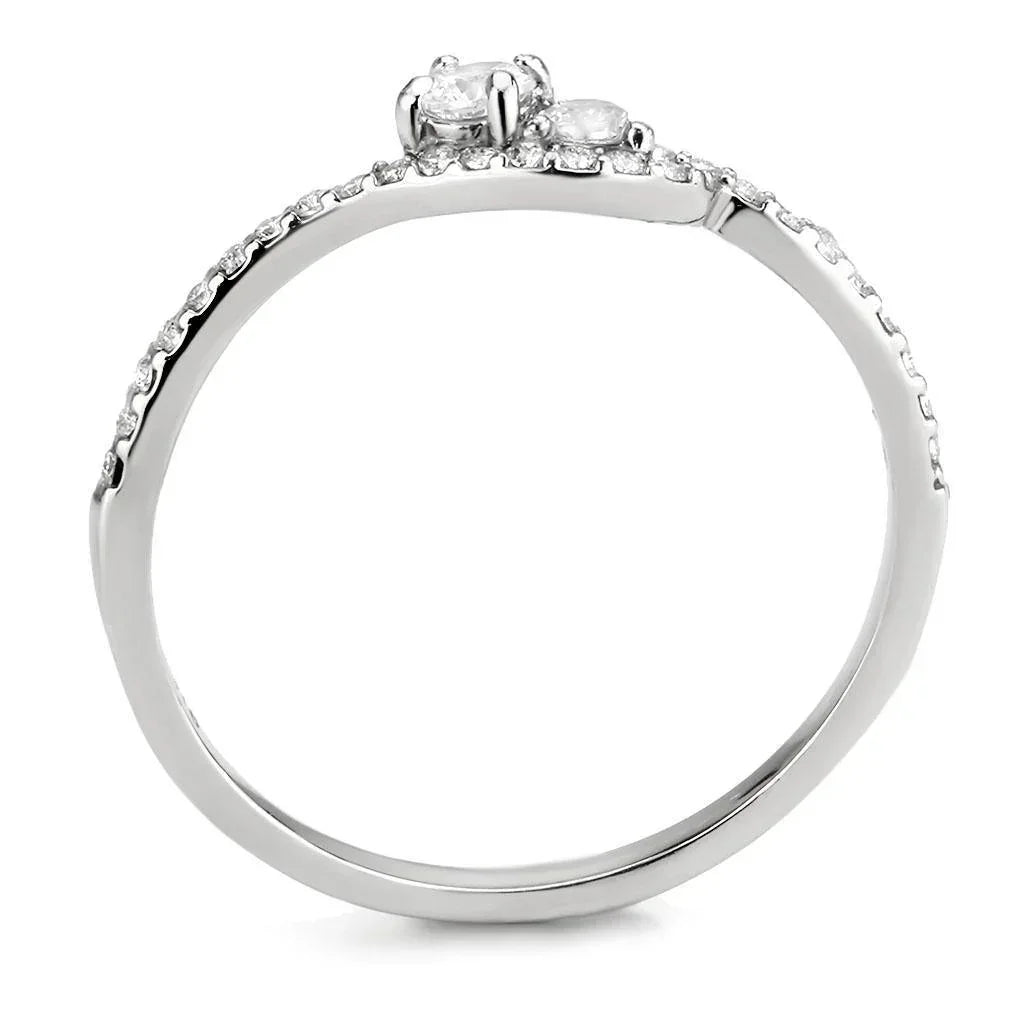 Silver Rings for Women 316L Stainless Steel DA382 - AAA Grade Cubic Zirconia in Clear - Jewelry Store by Erik Rayo