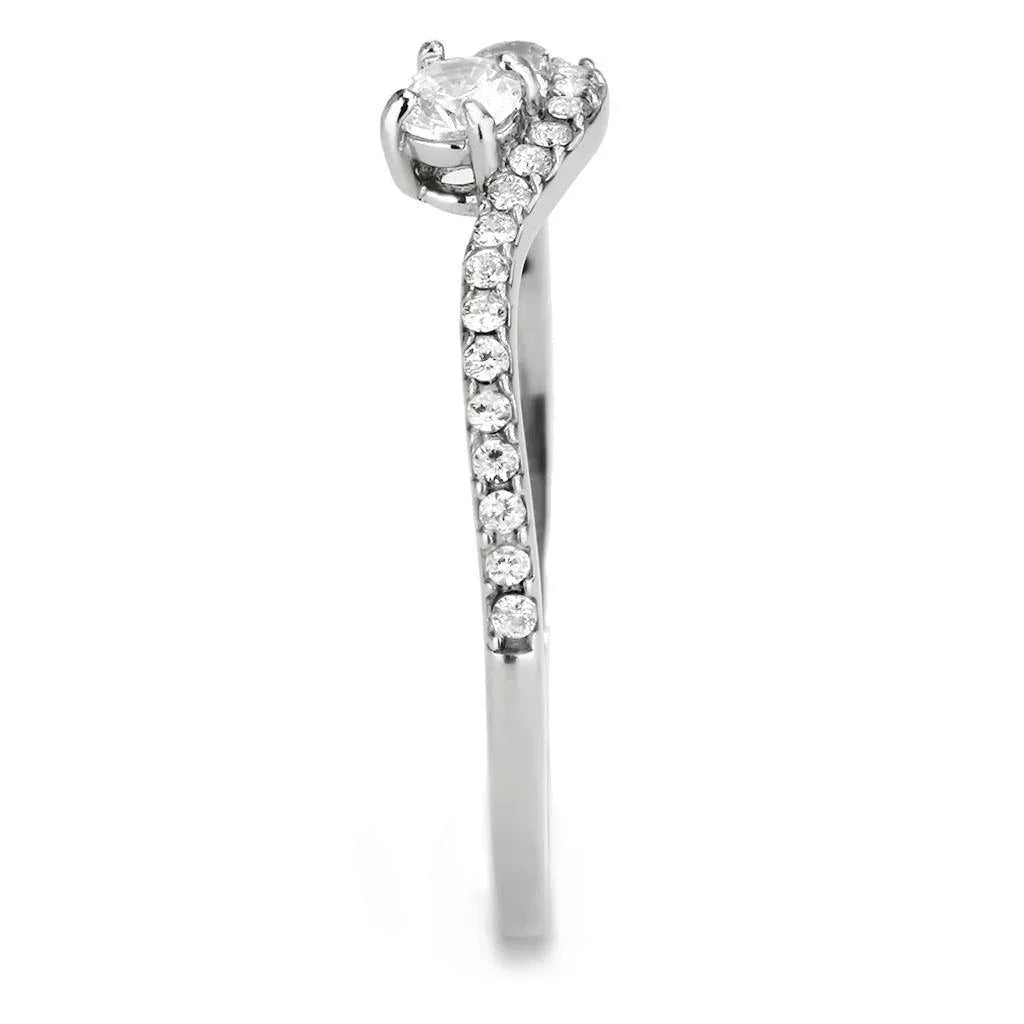 Silver Rings for Women 316L Stainless Steel DA382 - AAA Grade Cubic Zirconia in Clear - Jewelry Store by Erik Rayo