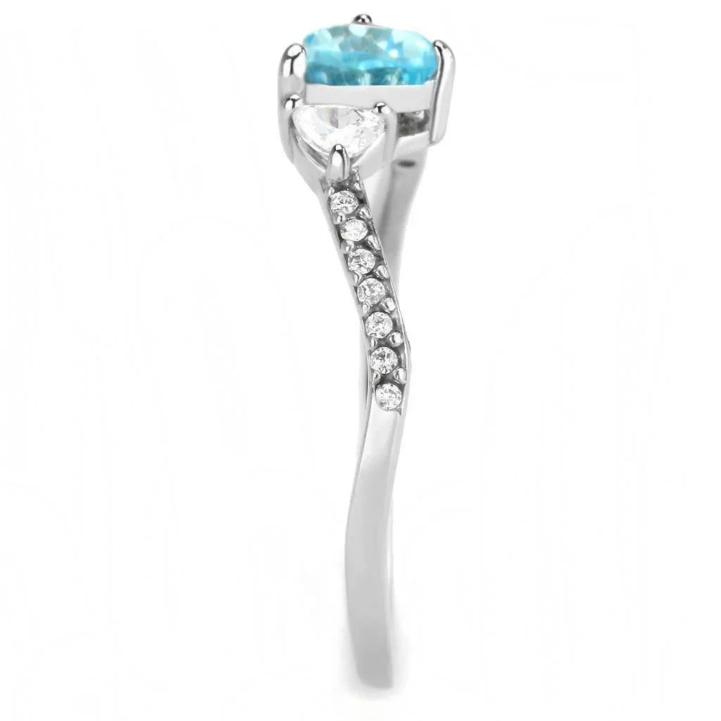 Silver Rings for Women 316L Stainless Steel DA384Q - AAA Grade Cubic Zirconia in Multi Color - Jewelry Store by Erik Rayo