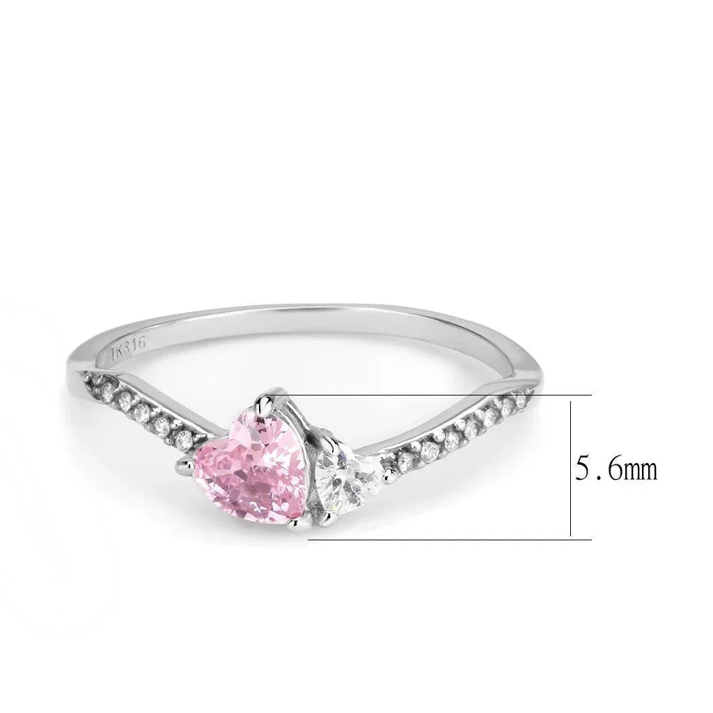 Silver Rings for Women 316L Stainless Steel DA384 - AAA Grade Cubic Zirconia in Rose - Jewelry Store by Erik Rayo