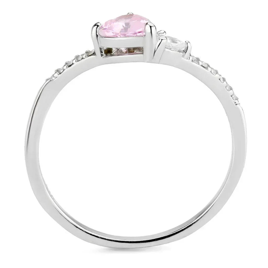 Silver Rings for Women 316L Stainless Steel DA384 - AAA Grade Cubic Zirconia in Rose - Jewelry Store by Erik Rayo