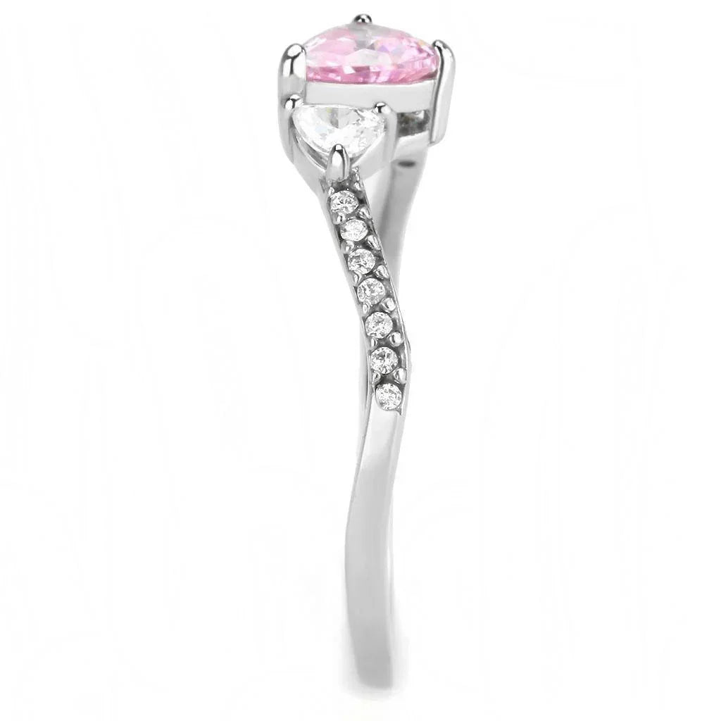Silver Rings for Women 316L Stainless Steel DA384 - AAA Grade Cubic Zirconia in Rose - Jewelry Store by Erik Rayo