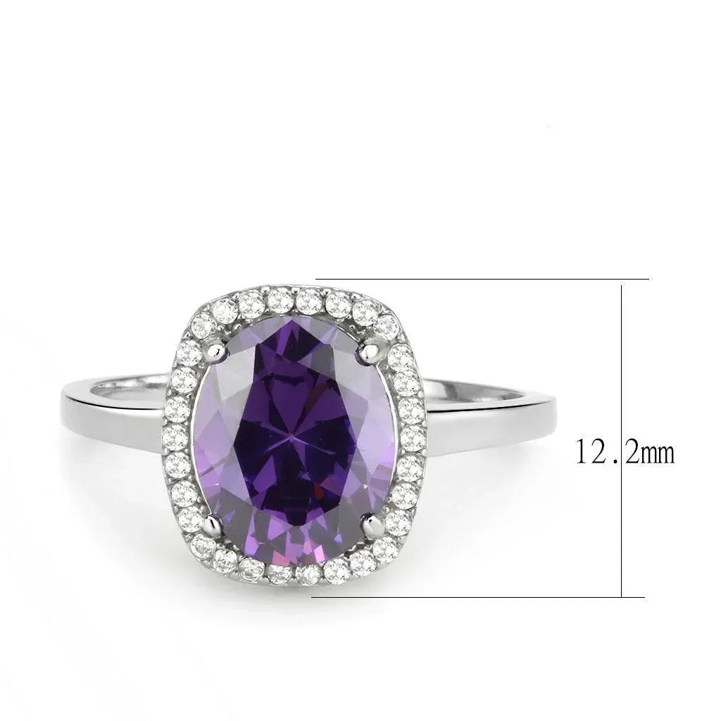 Silver Rings for Women 316L Stainless Steel DA385 - AAA Grade Cubic Zirconia in Amethyst - Jewelry Store by Erik Rayo