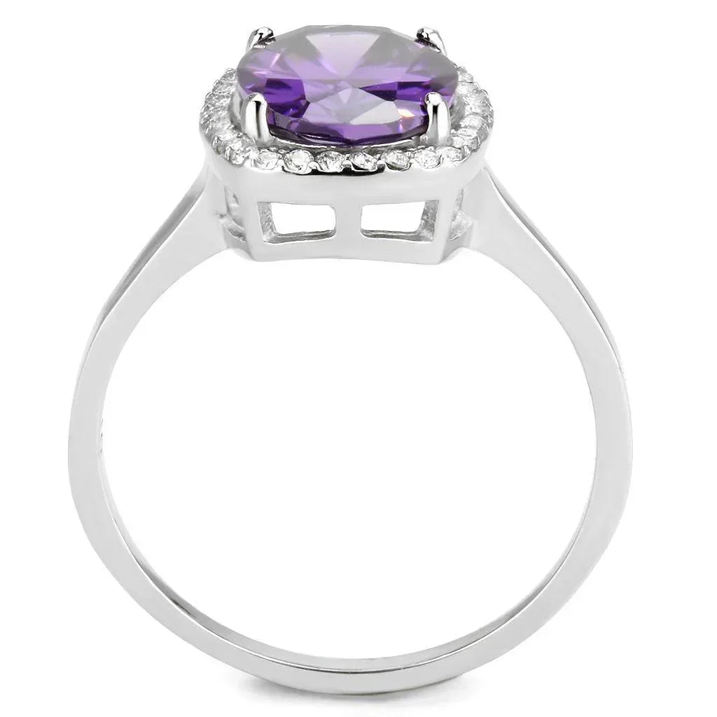 Silver Rings for Women 316L Stainless Steel DA385 - AAA Grade Cubic Zirconia in Amethyst - Jewelry Store by Erik Rayo