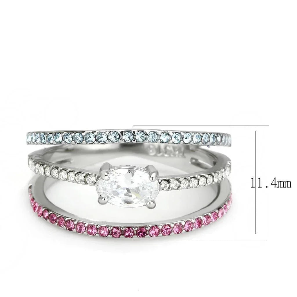 Silver Rings for Women 316L Stainless Steel DA386 - AAA Grade Cubic Zirconia in Multi Color - Jewelry Store by Erik Rayo