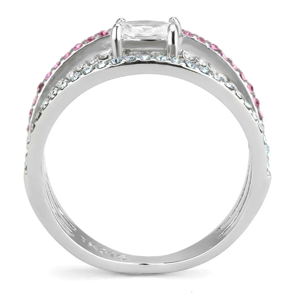 Silver Rings for Women 316L Stainless Steel DA386 - AAA Grade Cubic Zirconia in Multi Color - Jewelry Store by Erik Rayo