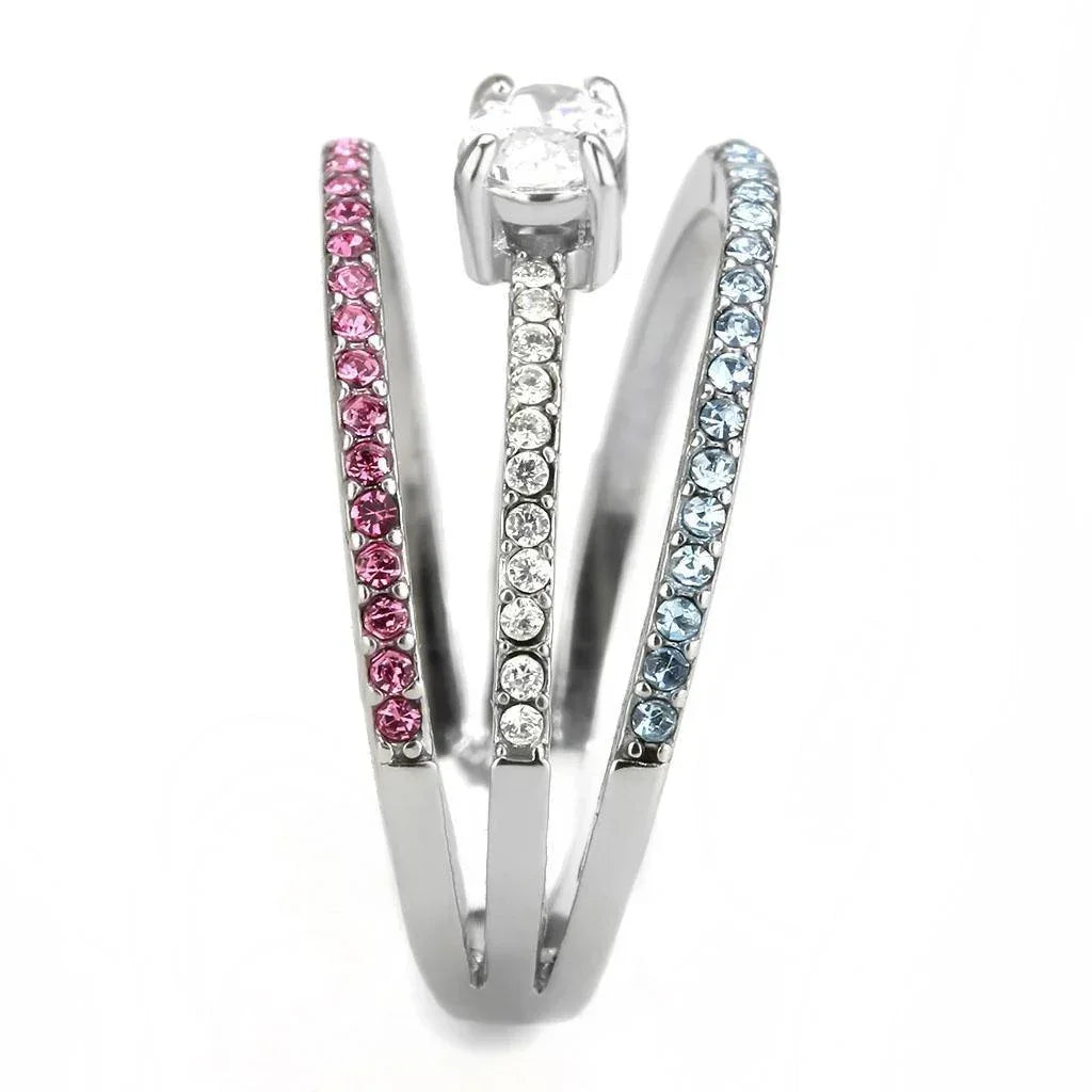 Silver Rings for Women 316L Stainless Steel DA386 - AAA Grade Cubic Zirconia in Multi Color - Jewelry Store by Erik Rayo