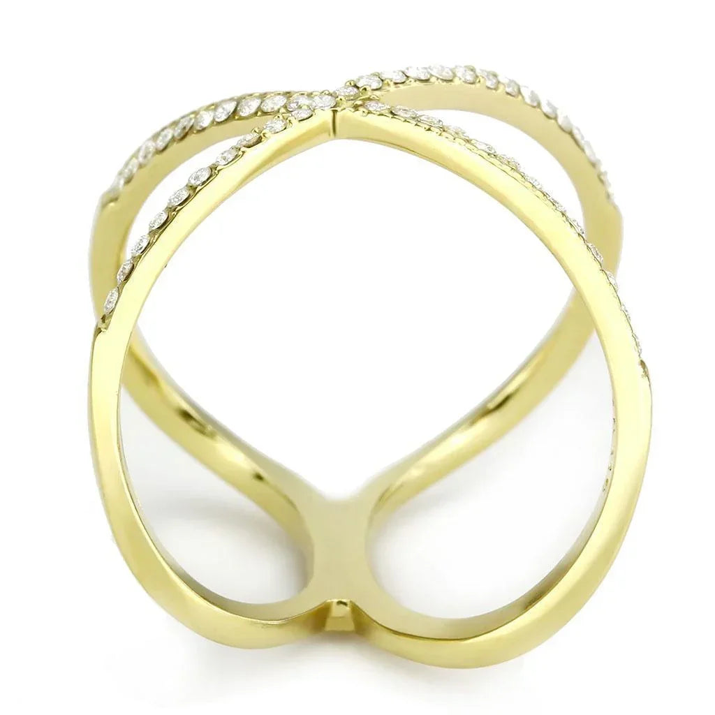 Gold Rings for Women 316L Stainless Steel DA387 - AAA Grade Cubic Zirconia in Clear - Jewelry Store by Erik Rayo