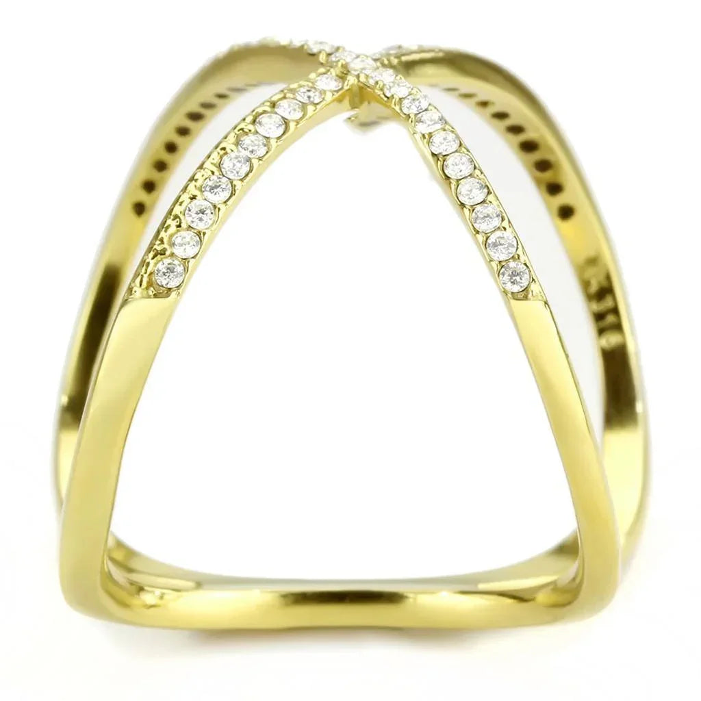 Gold Rings for Women 316L Stainless Steel DA387 - AAA Grade Cubic Zirconia in Clear - Jewelry Store by Erik Rayo