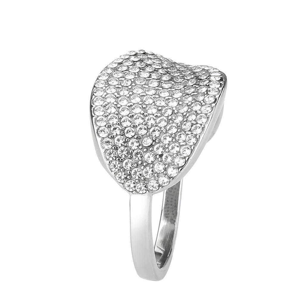 Silver Rings for Women 316L Stainless Steel DA388 - AAA Grade Cubic Zirconiain Clear - Jewelry Store by Erik Rayo