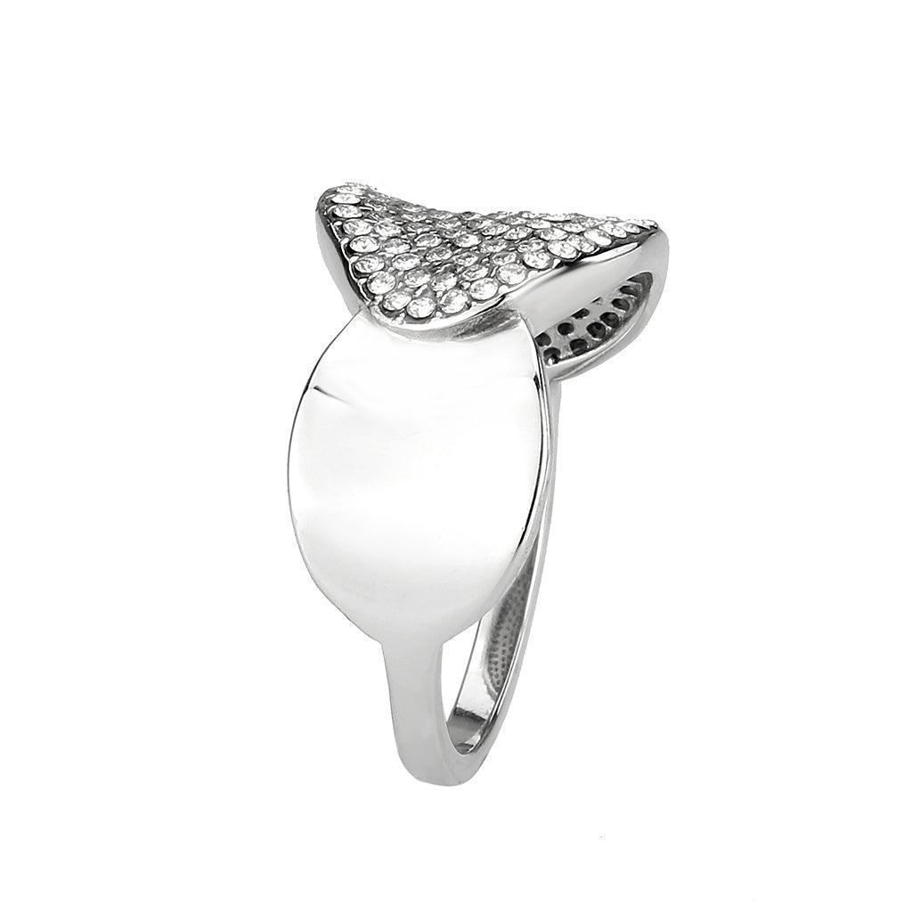 Silver Rings for Women 316L Stainless Steel DA388 - AAA Grade Cubic Zirconiain Clear - Jewelry Store by Erik Rayo