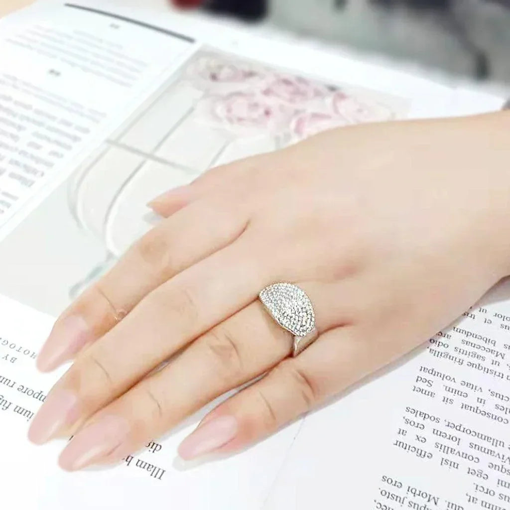 Silver Rings for Women 316L Stainless Steel DA388 - AAA Grade Cubic Zirconiain Clear - Jewelry Store by Erik Rayo