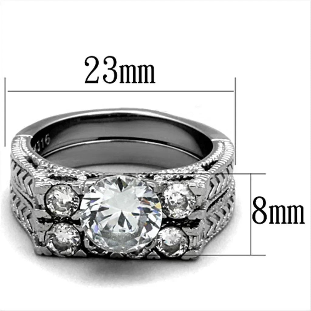 Silver Rings for Women Stainless Steel TK5X019 with AAA Grade Cubic Zirconia in Clear - Jewelry Store by Erik Rayo