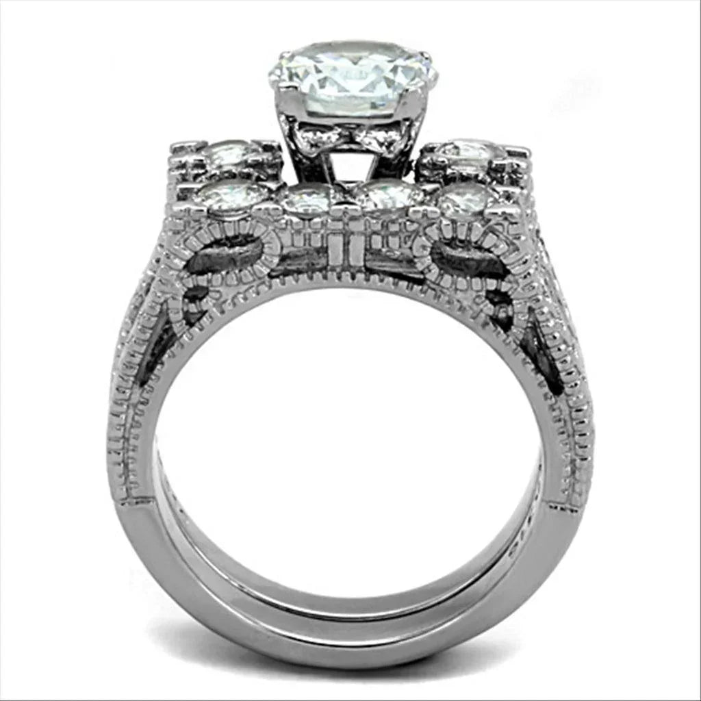 Silver Rings for Women Stainless Steel TK5X019 with AAA Grade Cubic Zirconia in Clear - Jewelry Store by Erik Rayo
