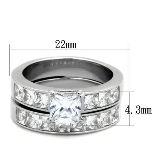 Silver Rings for Women Stainless Steel TK61206 with AAA Grade Cubic Zirconia in Clear - Jewelry Store by Erik Rayo
