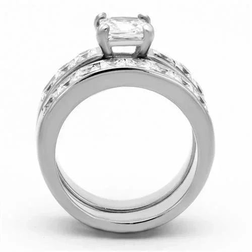 Silver Rings for Women Stainless Steel TK61206 with AAA Grade Cubic Zirconia in Clear - Jewelry Store by Erik Rayo