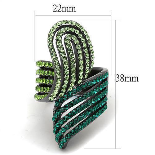 Silver Rings for Women Stainless Steel TK691LJ IP Light Black (IP Gun) Stainless Steel Ring with Top Grade Crystal in Multi Color - Jewelry Store by Erik Rayo