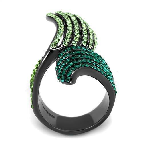 Silver Rings for Women Stainless Steel TK691LJ IP Light Black (IP Gun) Stainless Steel Ring with Top Grade Crystal in Multi Color - Jewelry Store by Erik Rayo